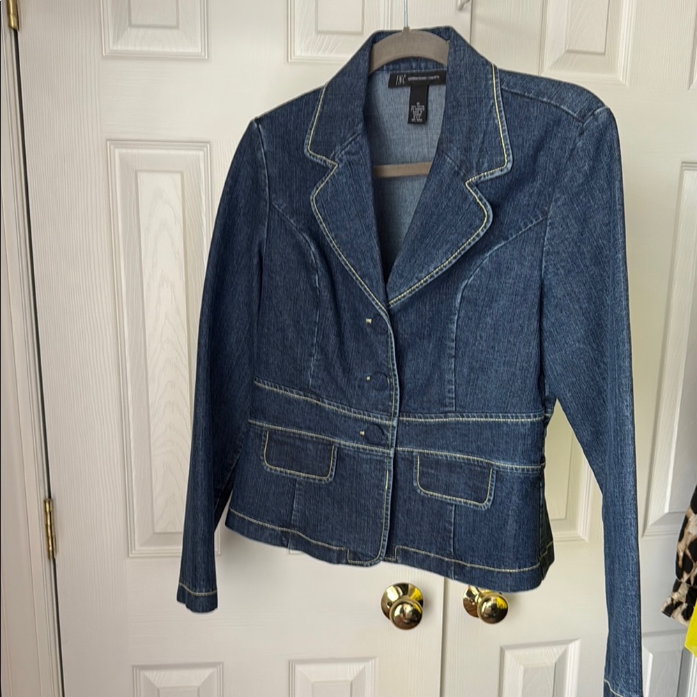NWOT INC International Concepts Blue Denim Tailored Blazer